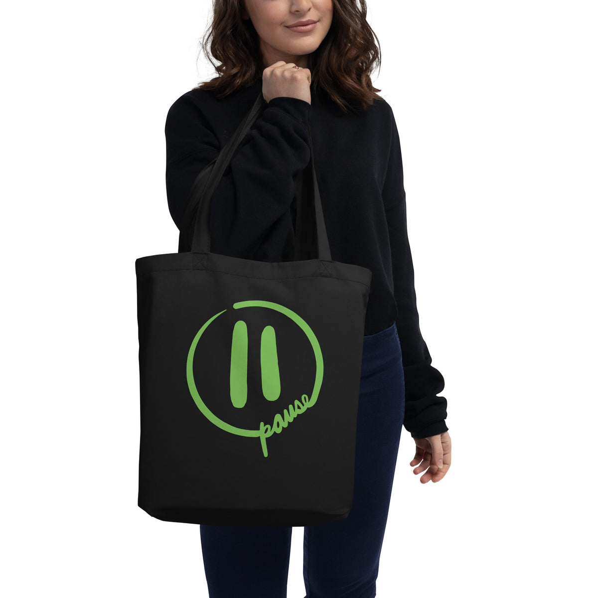 Pause Symbol Green Eco Tote Bag