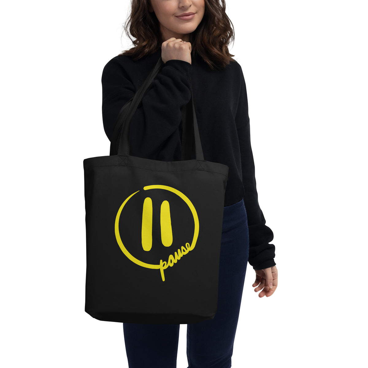Pause Symbol Yellow Eco Tote Bag