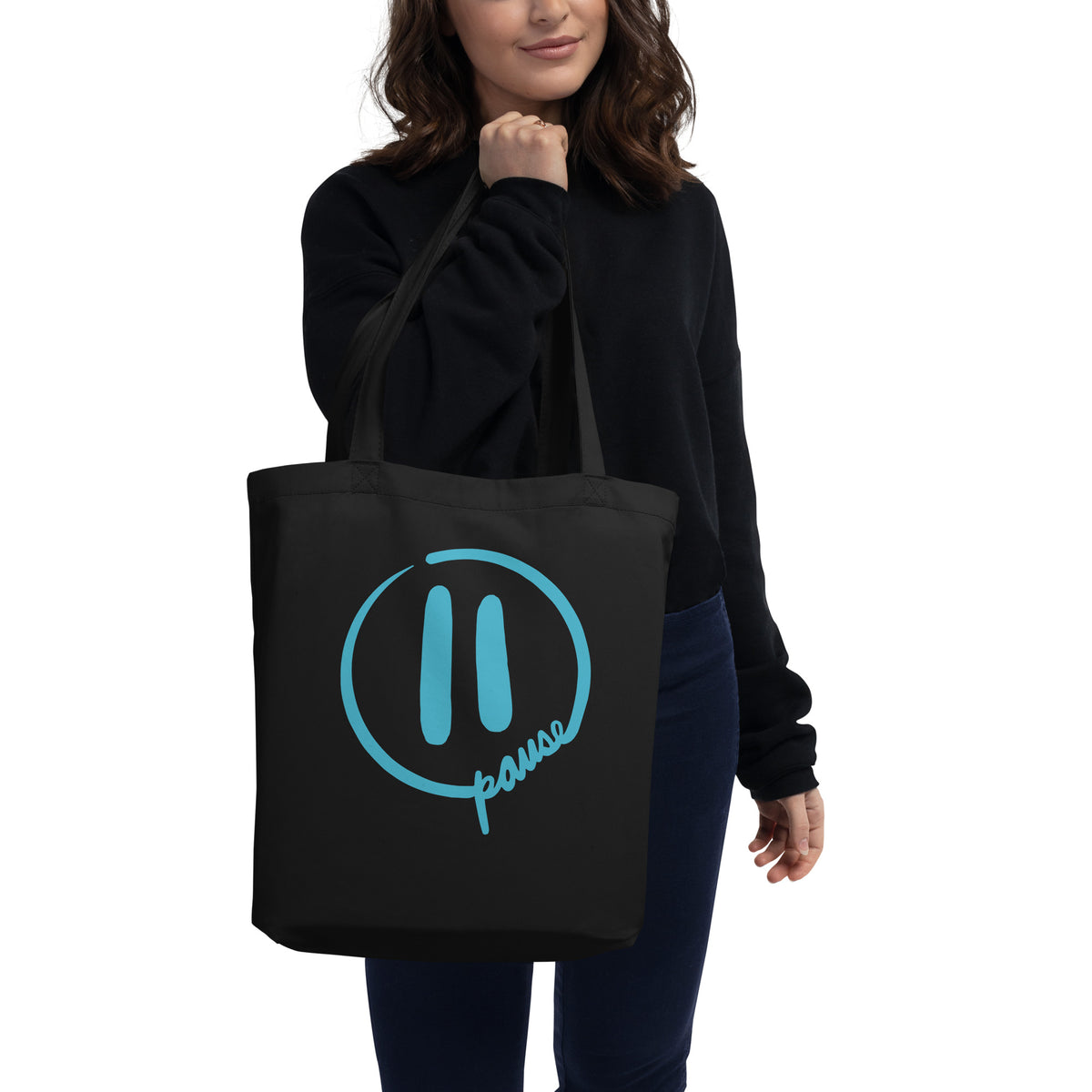 Pause Symbol Blue Eco Tote Bag