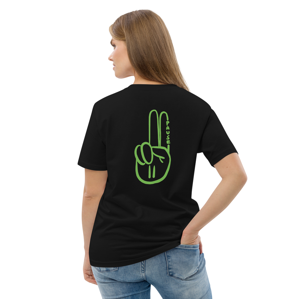 Official Pause Sign Duo Green Unisex Organic Cotton Tee