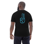 Official Pause Sign Duo Blue Unisex Organic Cotton Tee