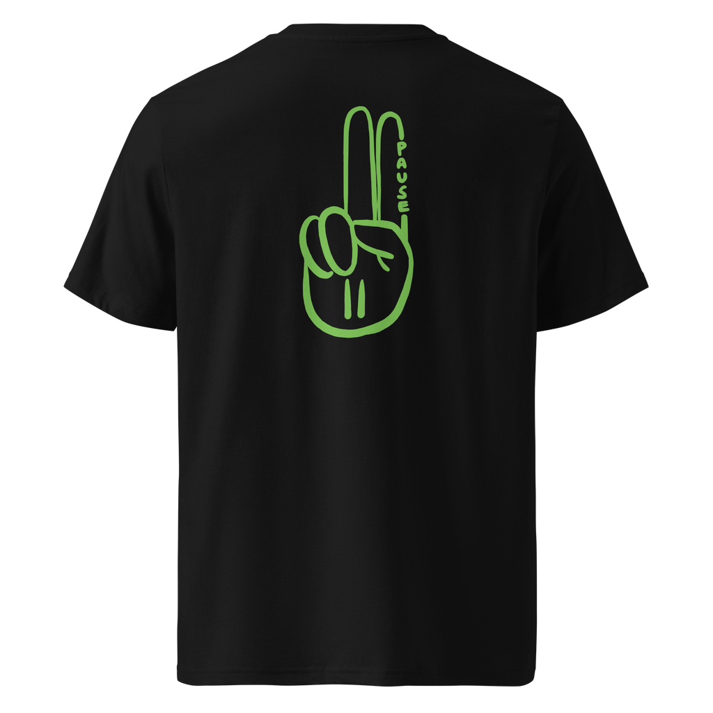 Official Pause Sign Duo Green Unisex Organic Cotton Tee