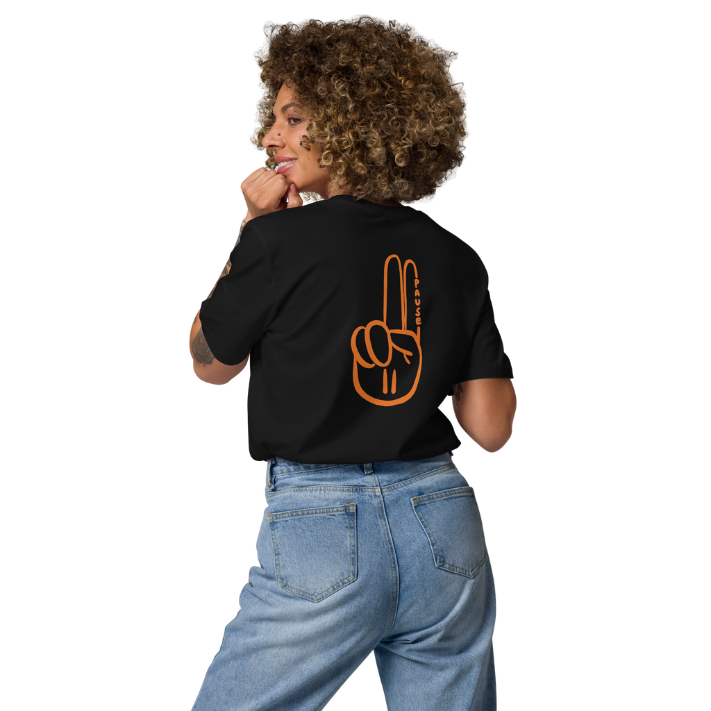 Official Pause Sign Duo Orange Unisex Organic Cotton Tee