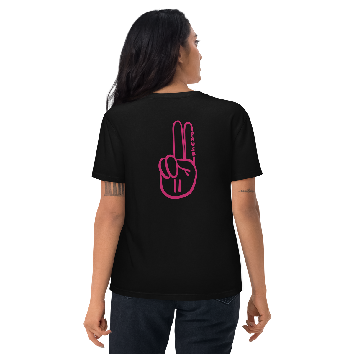 Official Pause Sign Duo Pink Unisex Organic Cotton Tee