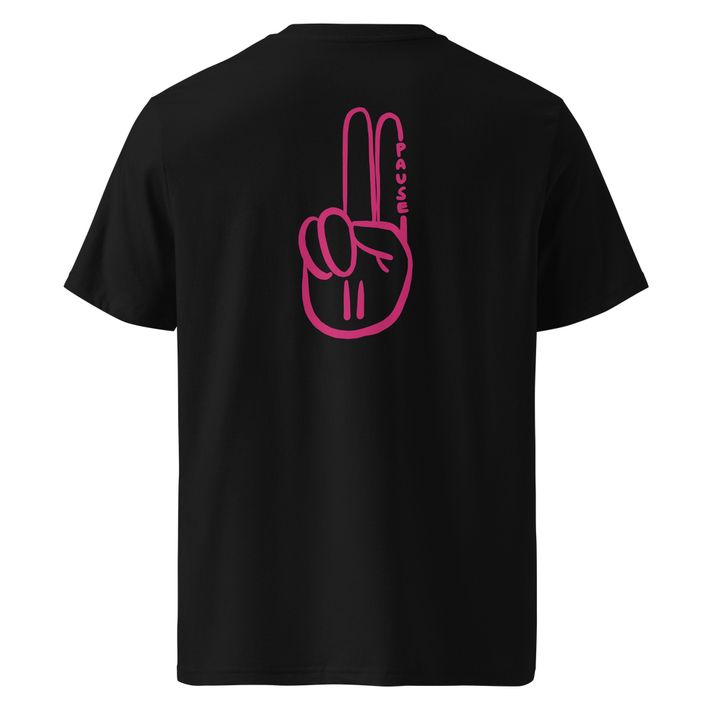 Official Pause Sign Duo Pink Unisex Organic Cotton Tee
