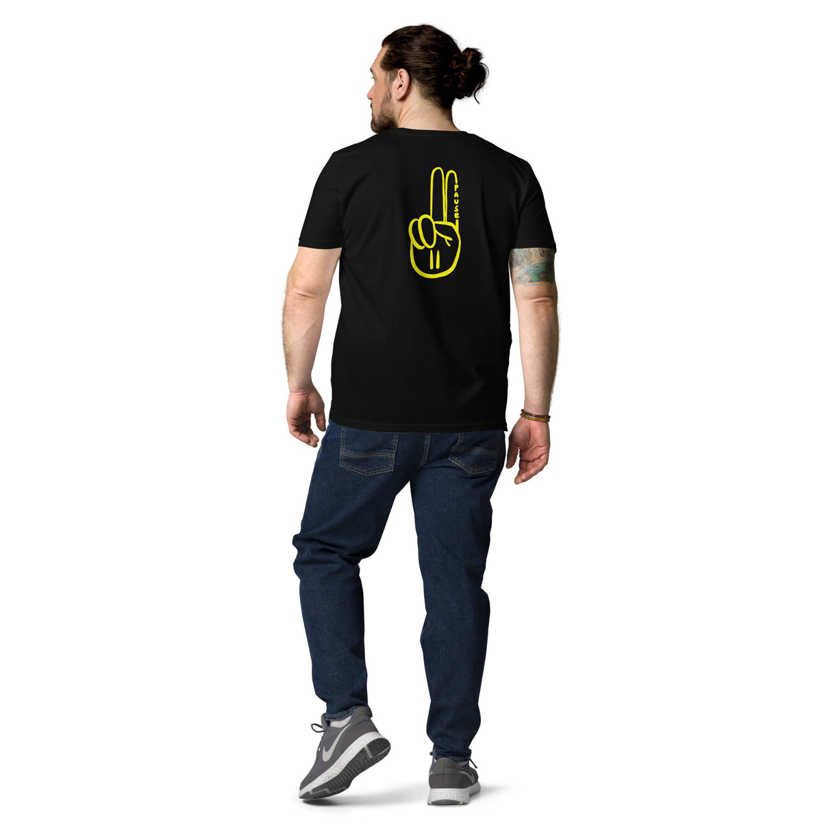 Official Pause Sign Duo Yellow Unisex Organic Cotton Tee
