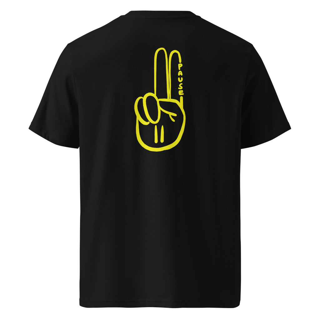 Official Pause Sign Duo Yellow Unisex Organic Cotton Tee
