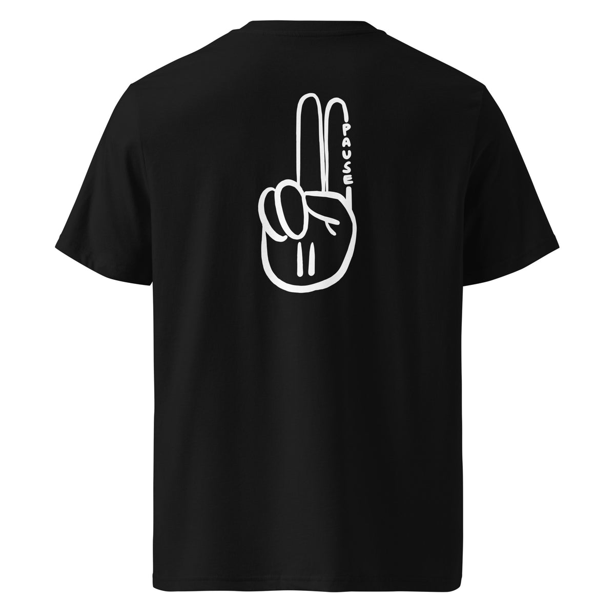 Official Pause Sign Duo White Unisex Organic Cotton Tee