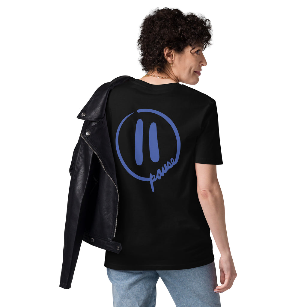 Pause Symbol Duo Purple Unisex Organic Cotton Tee