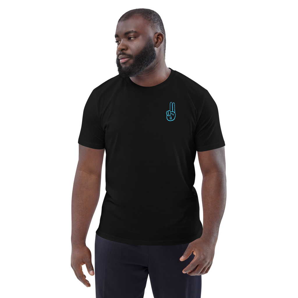Official Pause Sign Duo Blue Unisex Organic Cotton Tee