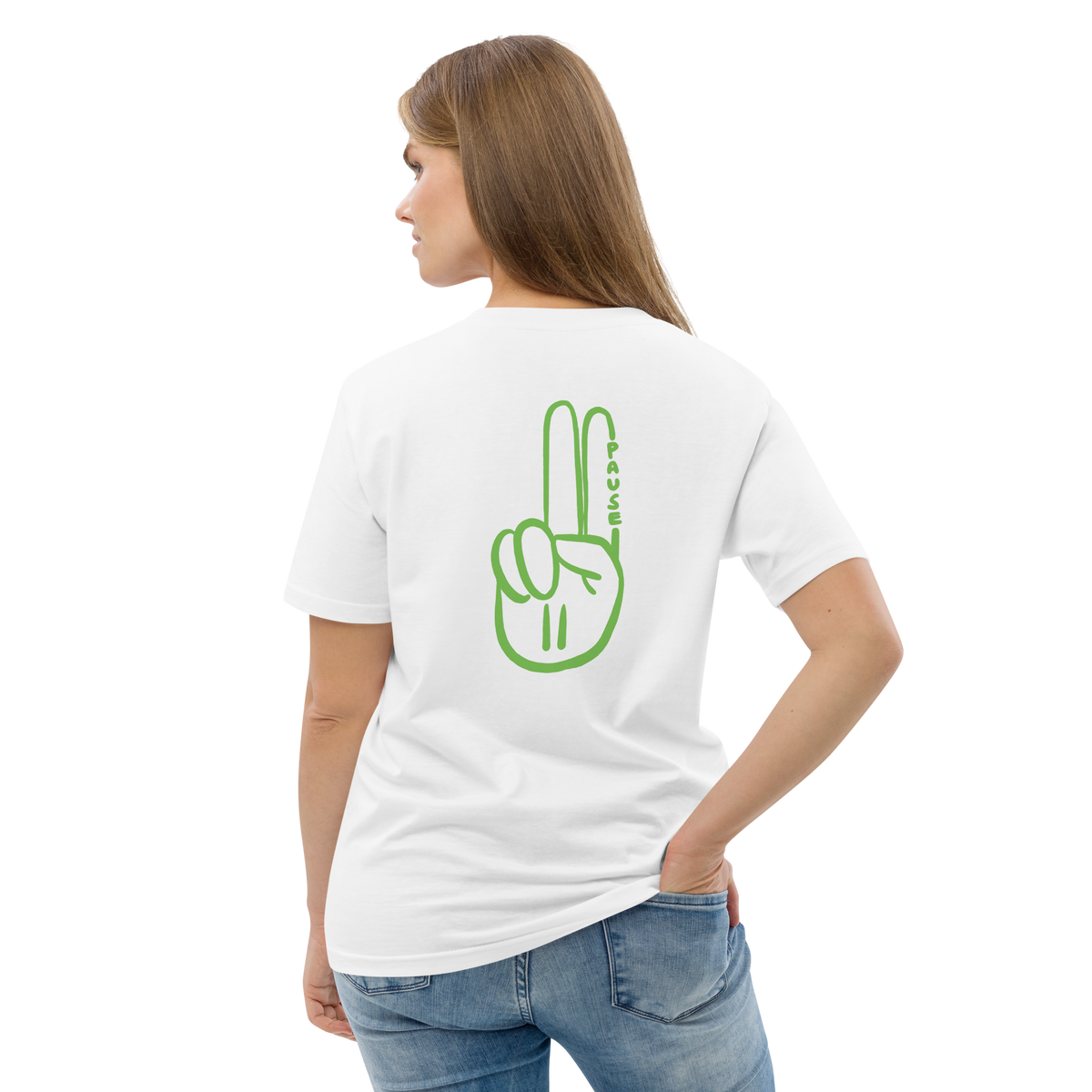 Official Pause Sign Duo Green Unisex Organic Cotton Tee