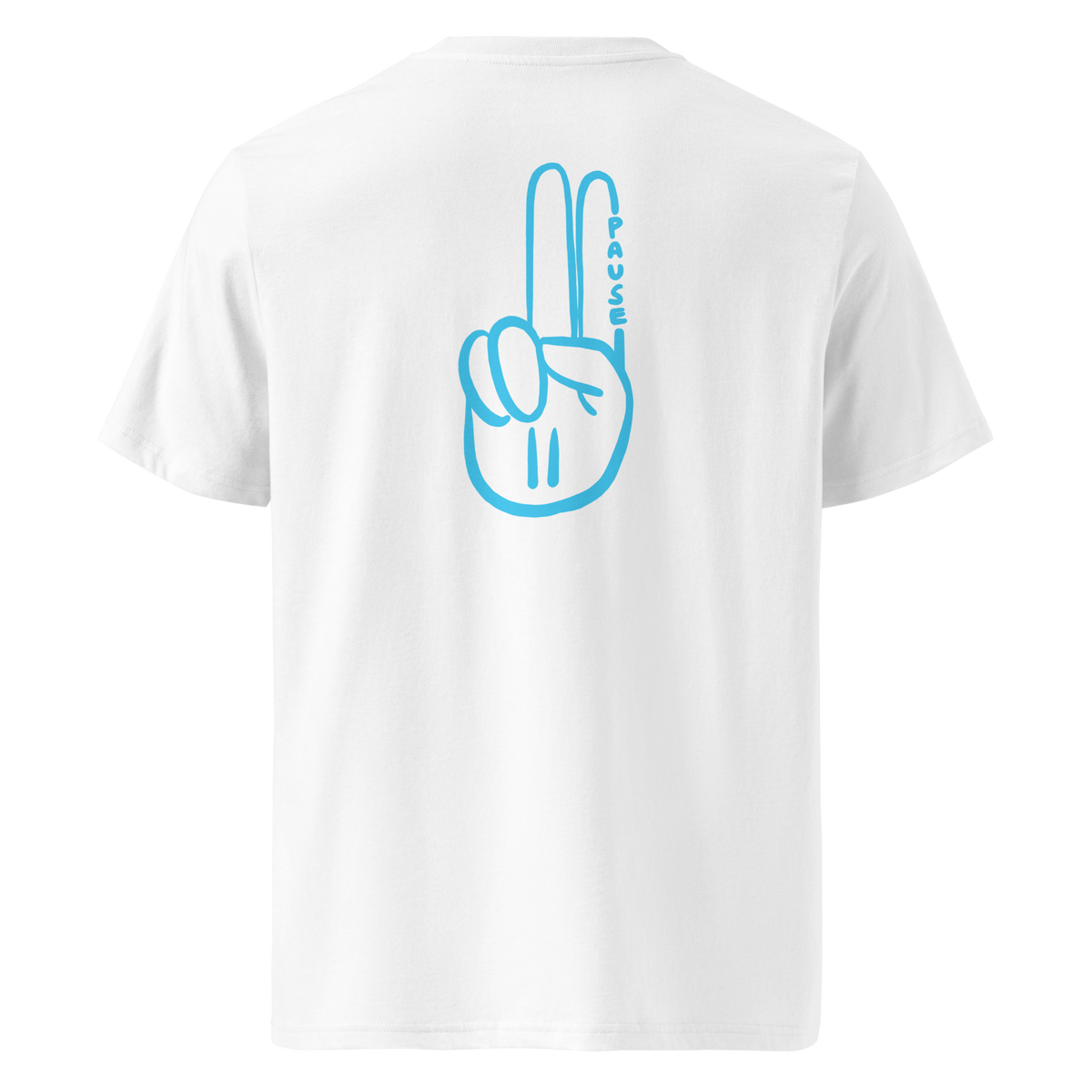 Official Pause Sign Duo Blue Unisex Organic Cotton Tee