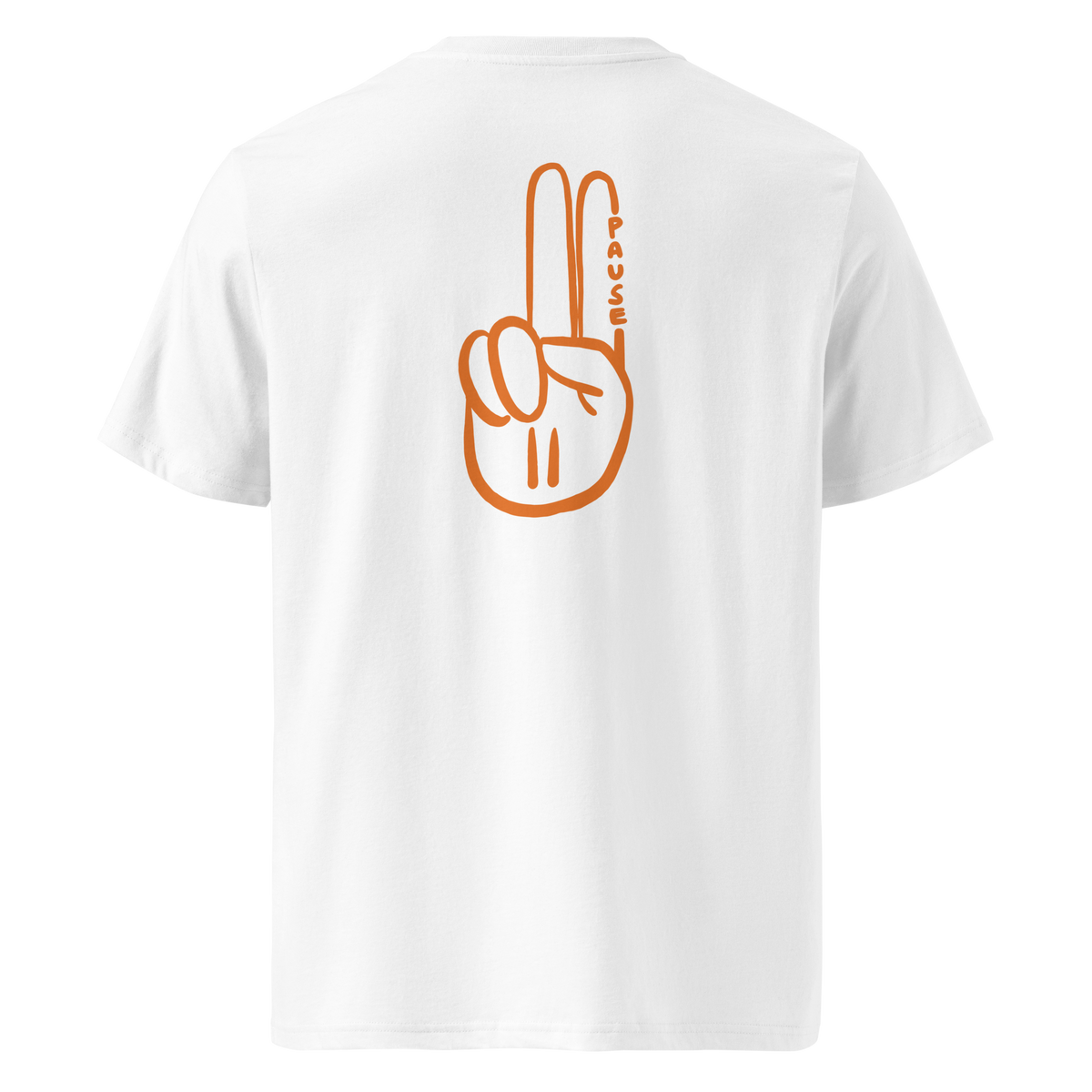 Official Pause Sign Duo Orange Unisex Organic Cotton Tee