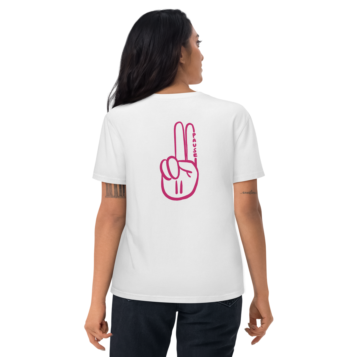 Official Pause Sign Duo Pink Unisex Organic Cotton Tee