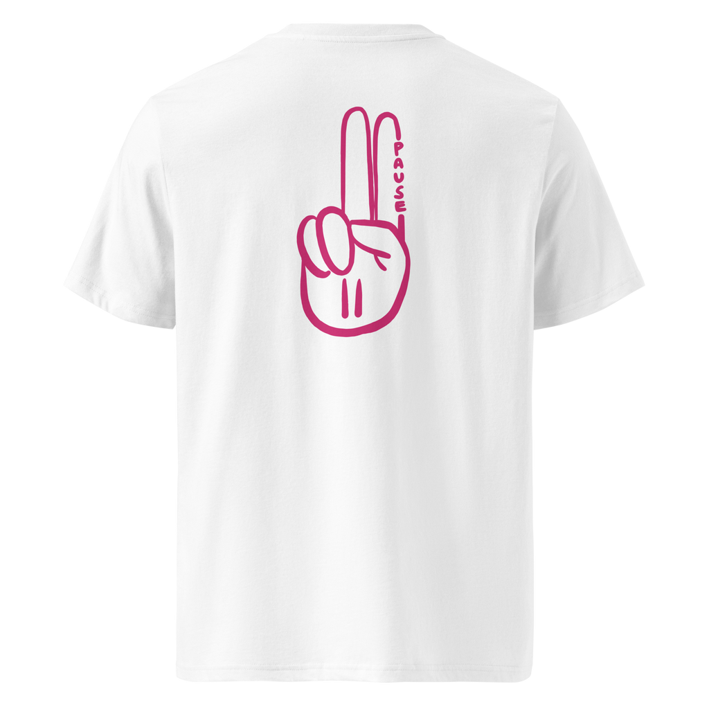 Official Pause Sign Duo Pink Unisex Organic Cotton Tee