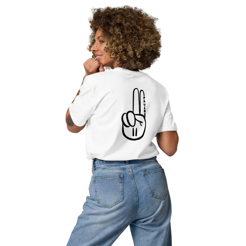 Official Pause Sign Duo Black Unisex Organic Cotton Tee