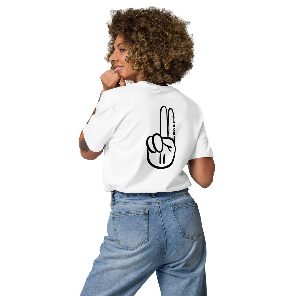 Official Pause Sign Duo Black Unisex Organic Cotton Tee