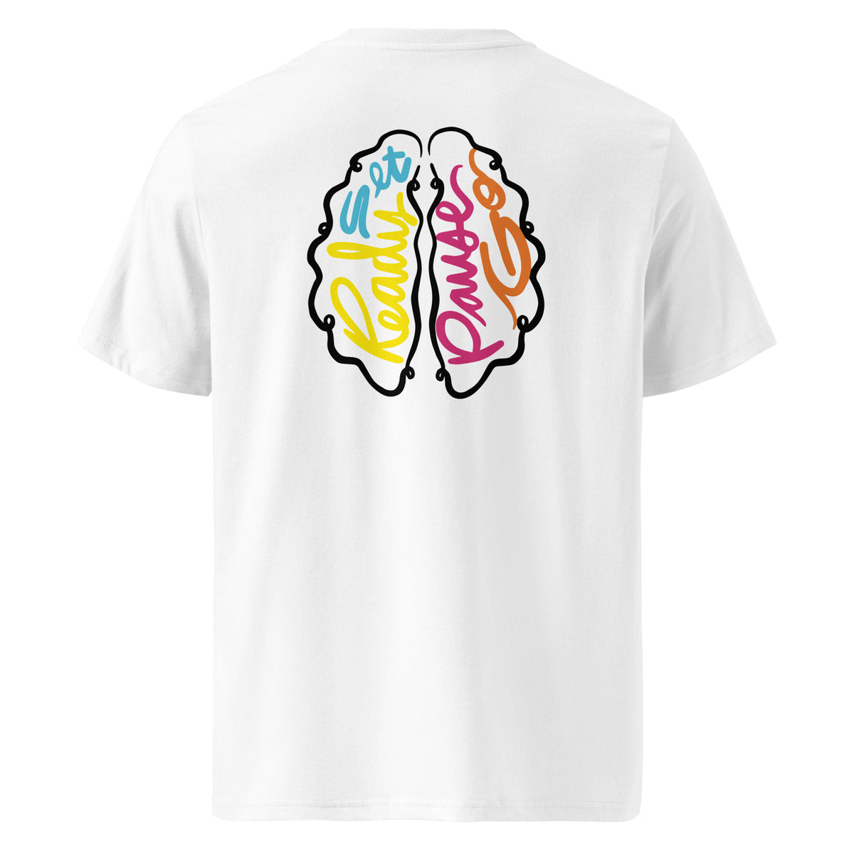 Ready Pause Brain Duo Multicolor Unisex Organic Cotton Tee
