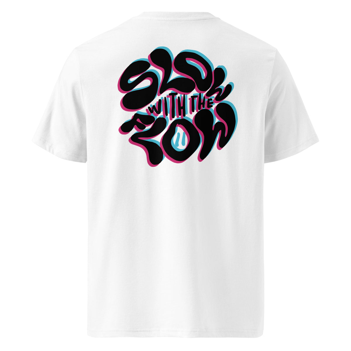 Unisex Organic Cotton Slow With The Flow Duo Tee Blue and Pink