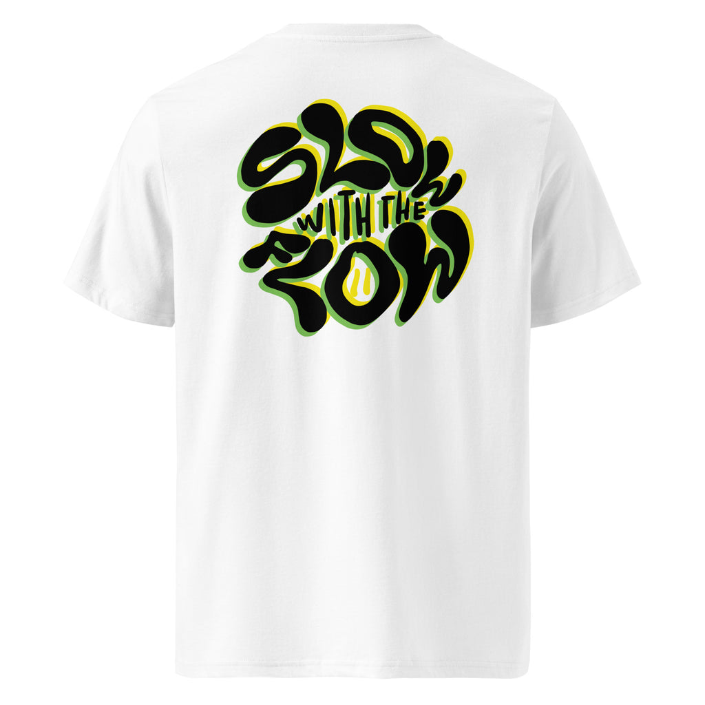 Unisex Organic Cotton Slow With The Flow Duo Tee Green and Yellow