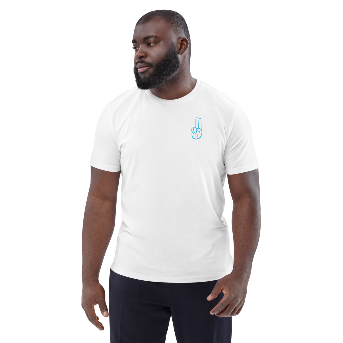Official Pause Sign Duo Blue Unisex Organic Cotton Tee