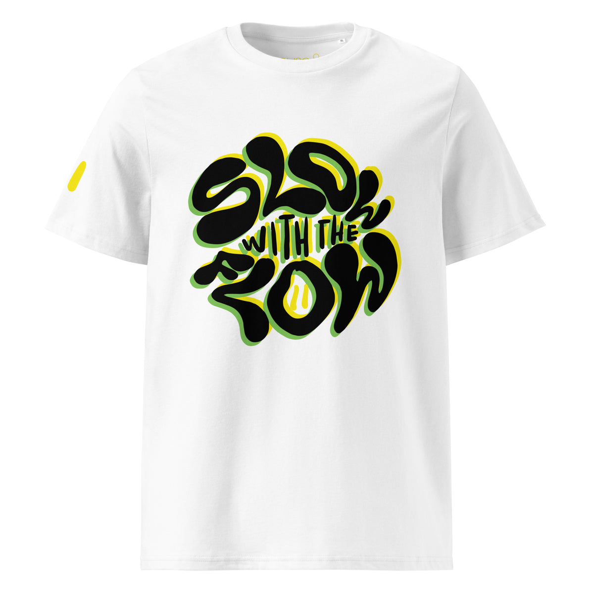 Slow With The Flow Duo Green/Yellow Unisex Organic Cotton Tee